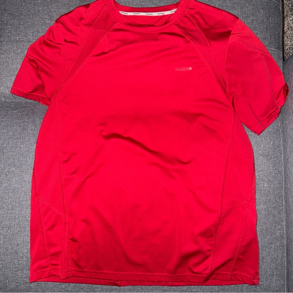 Reebok Red Athletic Crew Neck Short Sleeve T-Shirt Mens Size L